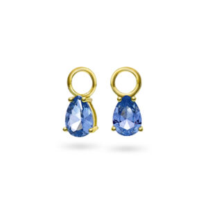 710342 Nora Mørk Drop charms øreanheng i forgylt sølv med mørk blå c.zirkonia mix & match
