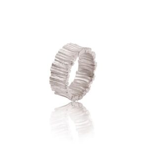 92193RH Noën «Forest ring small» i rhodinert børstet sølv