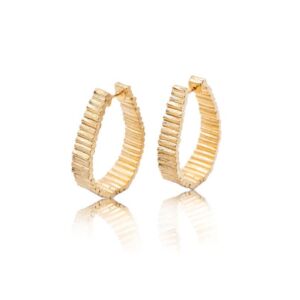 96218GG Noën «Forest»ørering oval i forgylt sølv