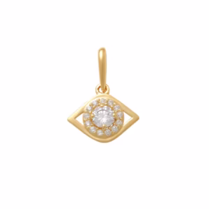 Gult gull anheng "Evil eye" med c.zirkonia
