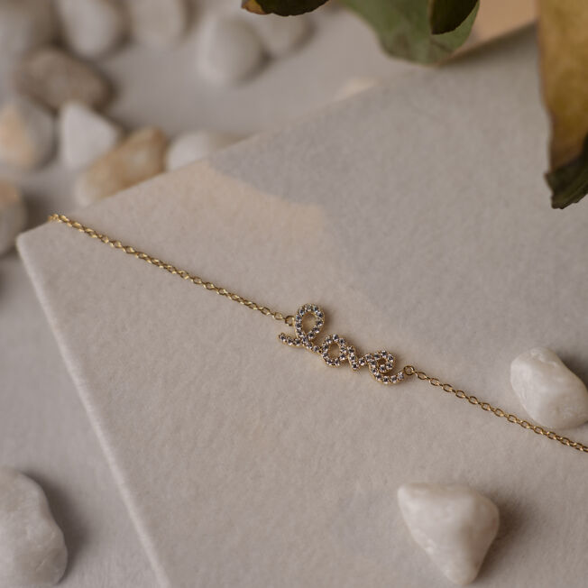 Serenity "Bright Love armbånd" i forgylt sølv med blank c.zirkonia