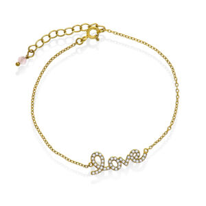 Serenity "Bright Love armbånd" i forgylt sølv med blank c.zirkonia