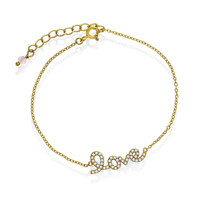 Serenity "Bright Love armbånd" i forgylt sølv med blank c.zirkonia