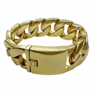 Catwalk panser armbånd i blankt gullfarget stål 25 mm bredde