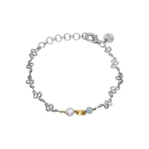 50301333B_Brac Serpent Sea By Birdie Serpent Silver Aqua armbånd med slanger i sølv perle og akvamarin