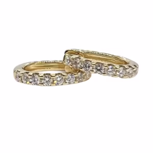 Ørering / creol med diamanter i gult gull 18 K