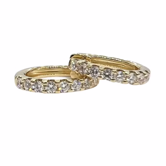 Ørering / creol med diamanter i gult gull 18 K