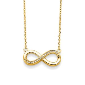 150207 Gull anheng med evighetstegn - eternity i gult gull med diamanter