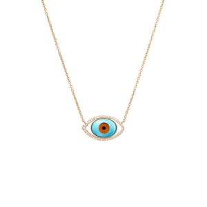 A3258-401 Evil Eye Evil eye kjede med diamanter, turkis, tigerøye og sort agat i 750 gult gull fra Ole Lynggaard