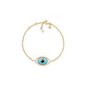 A3259-401 Evil Eye Evil eye armbånd med diamanter, turkis, tigerøye og sort agat i 750 gult gull fra Ole Lynggaard
