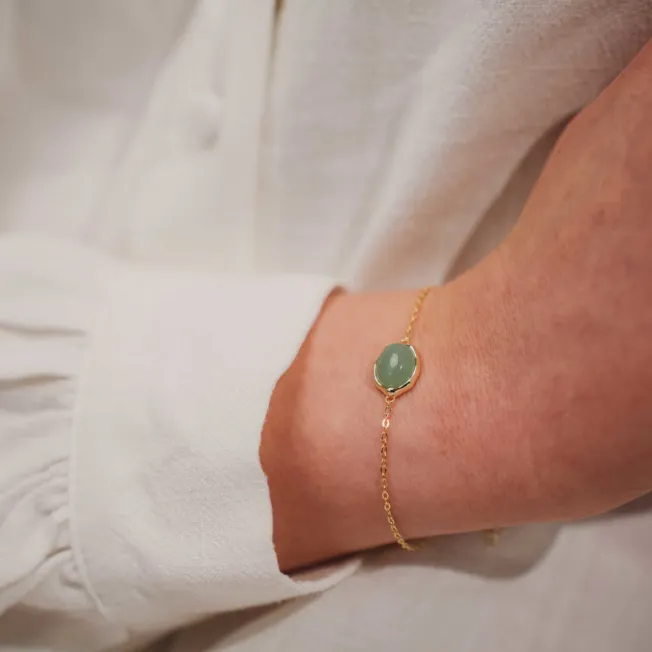 Serenity "Beam armbånd" i forgylt sølv med aventurin
