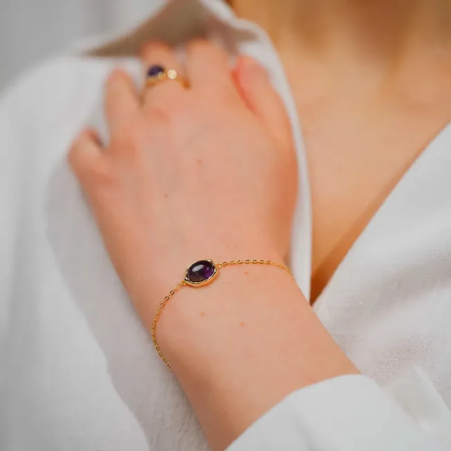 Serenity "Beam armbånd" i forgylt sølv med ametyst