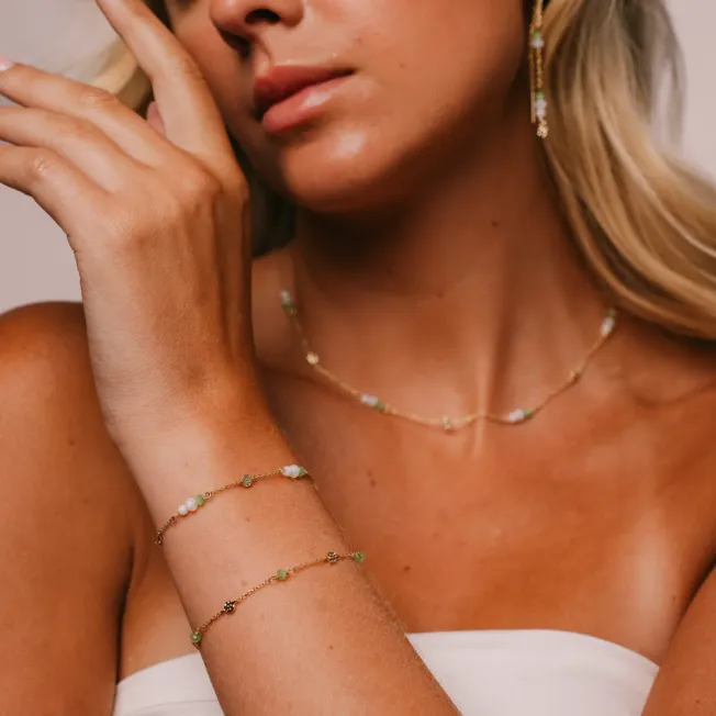 Shapes "Fairy" armbånd i forgylt sølv med grønnfargede krystaller