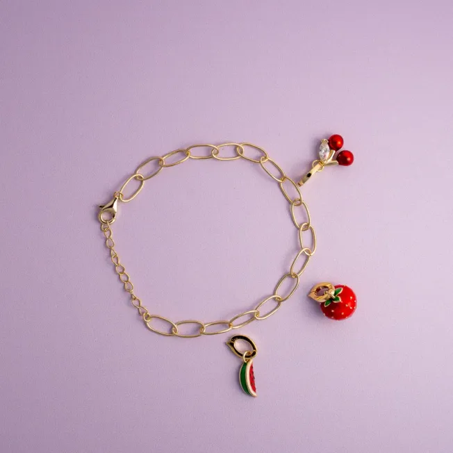 Sandra Lyng Melon Mood charm i forgylt sølv