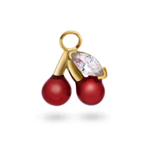 Sandra Lyng Cherry pop charm i forgylt sølv