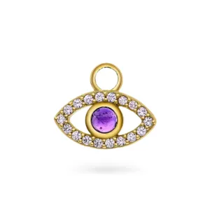 Sandra Lyng Eye got you charm i forgylt sølv med ametyst