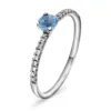 Ring i hvitt gull med topas og diamanter