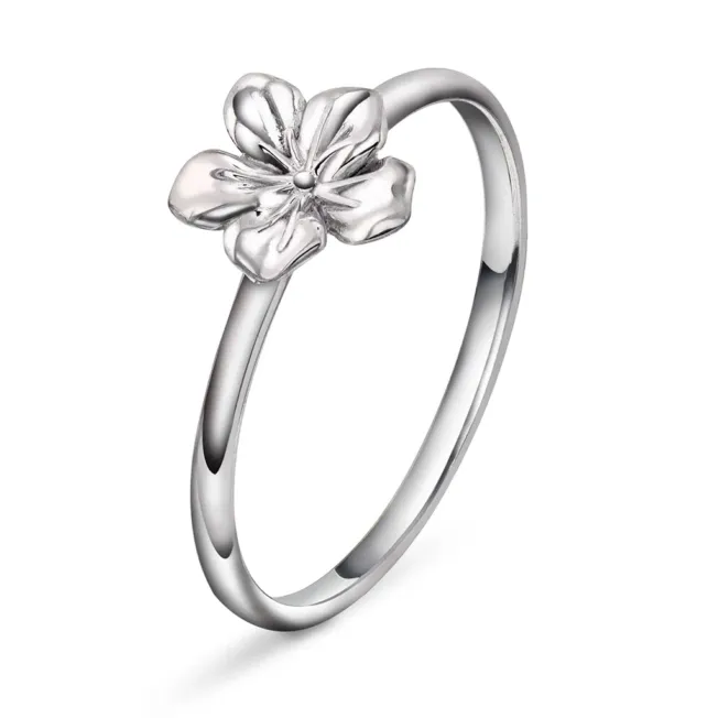 Ring Blossom i rhodinert sølv med blomst