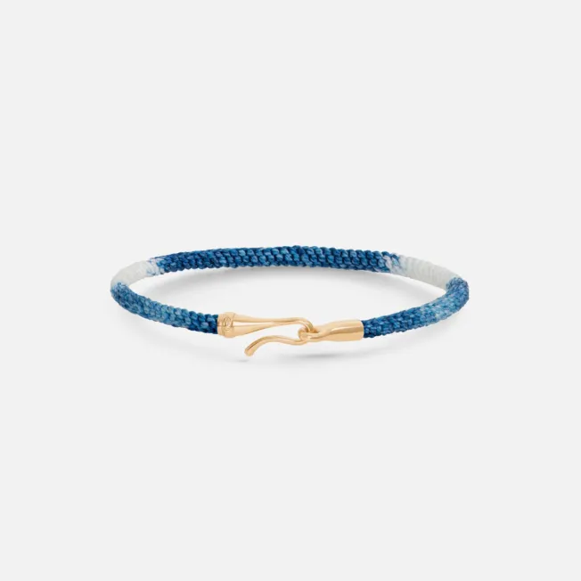 OLE LYNGGAARD COPENHAGEN Life armbånd Blue jeans armbånd med gult gull lås