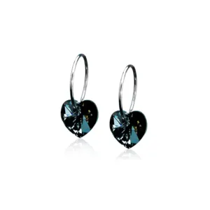 Blomdahl Heart øreringer i titan med black diamond-farget krystall