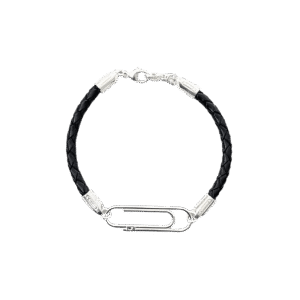 871401 Unite armbånd i flettet skinn og hvitt sølv