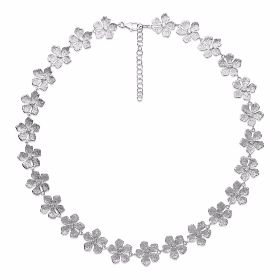 Catwalk Exclusive Stardust Flower collier i rhodinert sølv