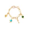 Lovelenke i gult gull med charms medcharms fra Ole Lynggaard