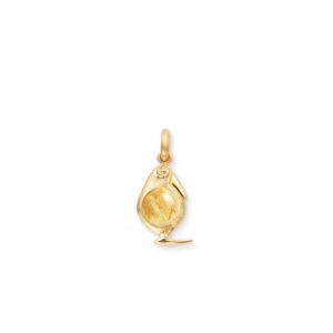 OLE LYNGGAARD COPENHAGEN Bird Family Charm i gult gull med rutilkvarts