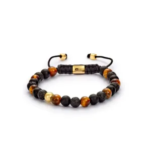 Los Angeles Braided 6mm armbånd brun og sort