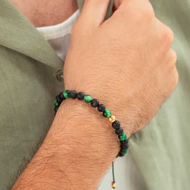 Tuscany Braided 6 mm armbånd grønn og sort