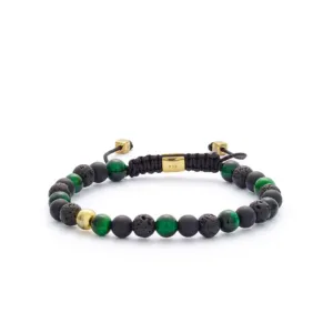 B00052 Tuscany_Braided_6mm-Bracelet Tuscany Braided 6 mm armbånd grønn og sort