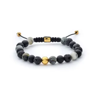 Stockholm Braided 8 mm armbånd grå og sort