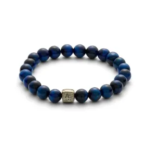 Blue Tiger armbånd 8 mm blå og sort