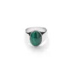 Oval Signet Ring malakitt i sølv