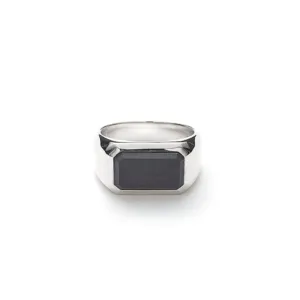 Rectangle Signet Ring Onyx Matte i sølv