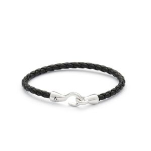 L00030 Single_Bolo_Leather-Bracelet Single Bolo Leather black armbånd en rad flettet skinn
