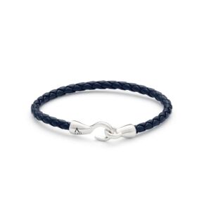 L00150 Single_Bolo_Leather_Blue-Bracelet Single Bolo Leather Blue armbånd en rad flettet skinn