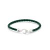 Single Bolo Leather Green armbånd en rad flettet skinn