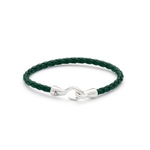 L00160 Single_Bolo_Leather_Green-Bracelet Green Single Bolo Leather Green armbånd en rad flettet skinn