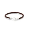Single Bolo Leather Brown armbånd en rad flettet skinn