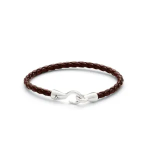 L00170 Single_Bolo_Leather_Brown-Bracelet Single Bolo Leather Brown armbånd en rad flettet skinn