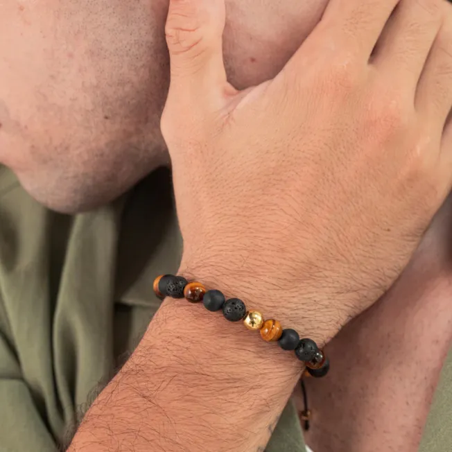 Paris Braided 8 mm armbånd blå og sort