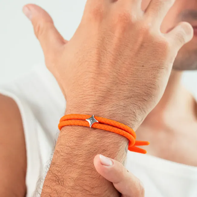 Roland Garrros armbånd oransje silikon med sølv pynt