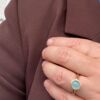 By Birdie "Ring Victoria rose aquamarine" i sølv med gult gull detaljer og akvamarin