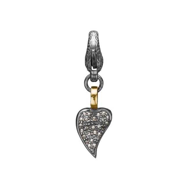 5090366 By Birdie Borean Heart Pavé Charm i sølv med diamanter og detaljer i gull