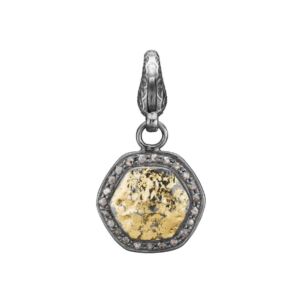 By Birdie Freja Coin Large Charm i sølv med diamanter og detaljer i gull