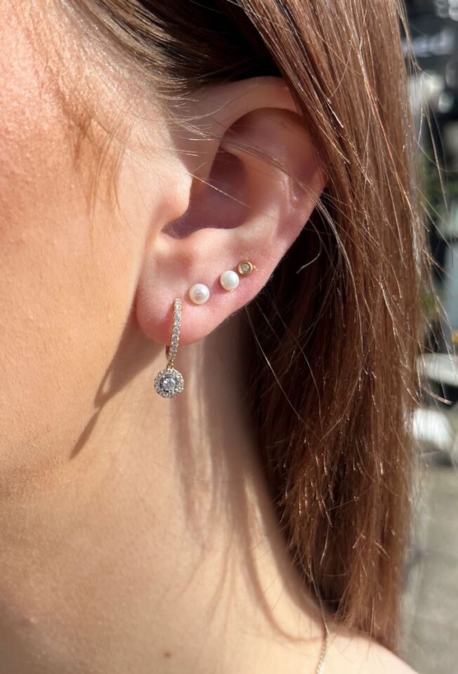 G182Y modell Ørering / creol med diamanter i gult gull 18 K med diamanter 0,43 ct