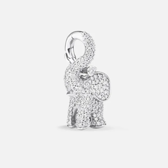 Ole Lynggaard pavé elefant anheng i hvitt gull. Er også en charms.
