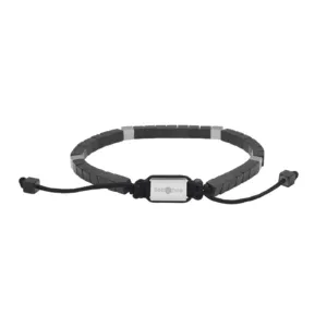 80890602700 Armbånd i kvadratiske stener av hematitt med stål detaljer, regulerbart.