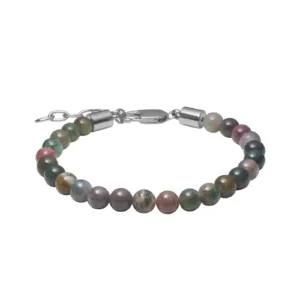 80890612700 Armbånd indisk agat med stål detaljer, regulerbart.